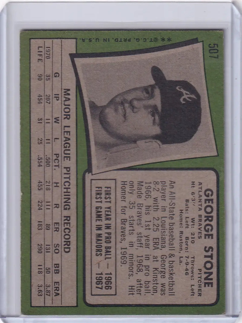 1971 Topps Baseball #507 George Stone - Atlanta Braves