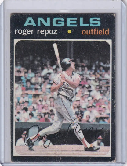 1971 Topps Baseball card of Roger RepOz showcasing California Angels outfielder