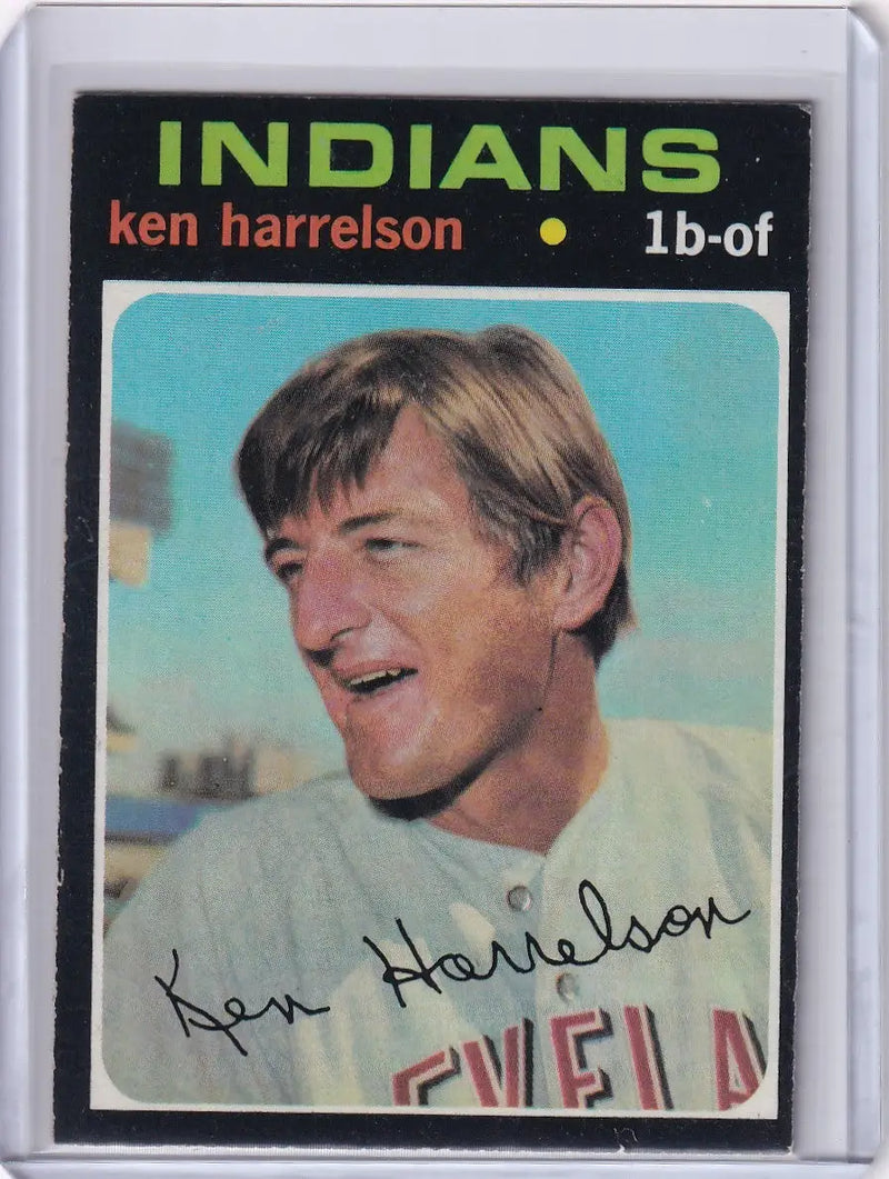 Ken Harrelson smiling on a 1971 Topps Baseball card for the Cleveland Indians