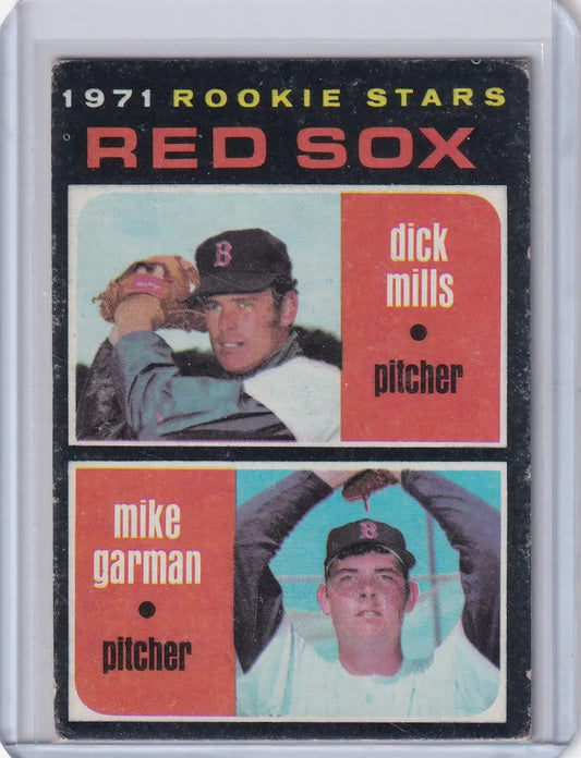 1971 Topps Baseball #512 Red Sox Rookies - Dick Mills / Mike Garman RC - Baseball Card Single