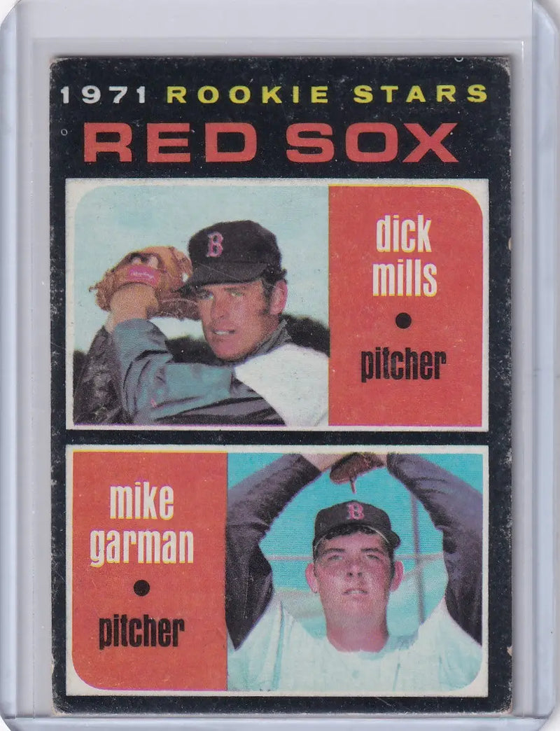 1971 Topps Baseball #512 Red Sox Rookies - Dick Mills / Mike Garman RC