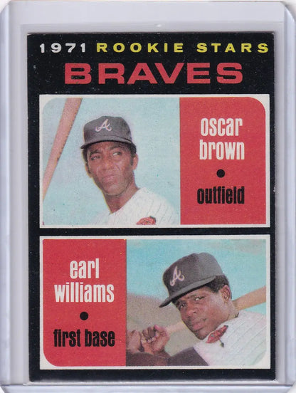 1971 Topps Baseball card of Braves Rookies Oscar Brown and Earl Williams RC