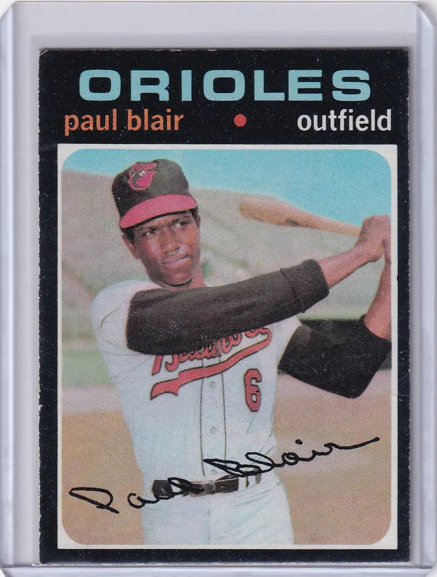 Topps Baseball card of Paul Blair in batting stance for the Baltimore Orioles