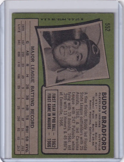 Vintage 1971 Topps Baseball card of Buddy Bradford from the Cleveland Indians