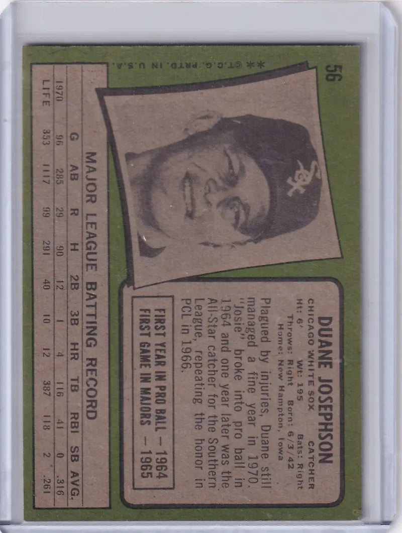 1971 Topps Baseball #56 Duane Josephson - Chicago White Sox