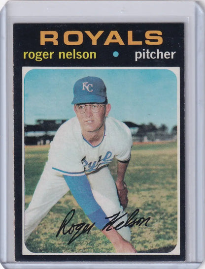 Vintage 1971 Topps Baseball card featuring Roger Nelson of the Kansas City Royals