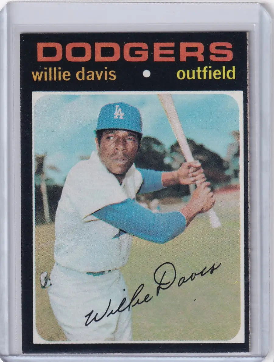 1971 Topps Baseball card of Willie Davis, Los Angeles Dodgers outfielder in batting stance