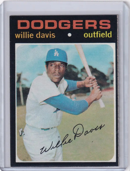 1971 Topps Baseball card of Willie Davis, Los Angeles Dodgers outfielder in batting stance