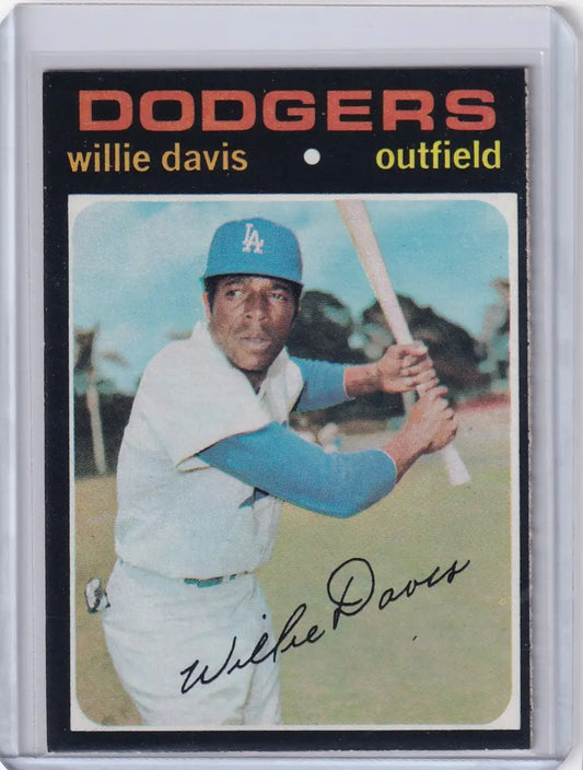1971 Topps Baseball card of Willie Davis, Los Angeles Dodgers outfielder in batting stance