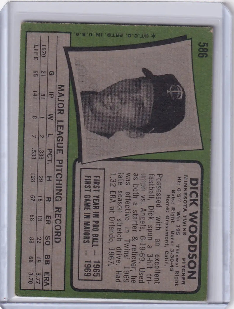 1971 Topps Baseball #586 Dick Woodson - Minnesota Twins