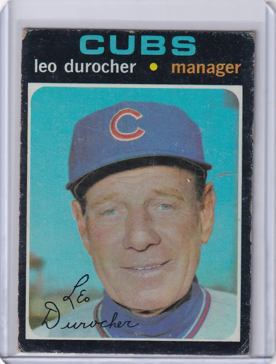 1971 Topps Baseball card of Chicago Cubs manager Leo Durocher