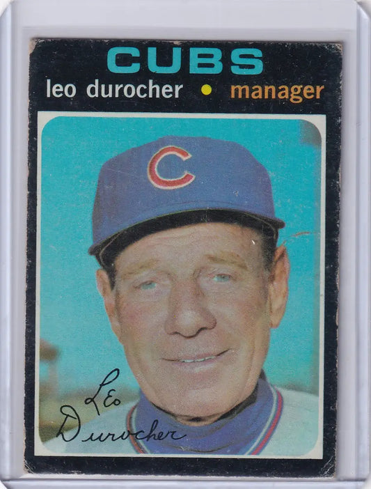 1971 Topps Baseball card of Chicago Cubs manager Leo Durocher