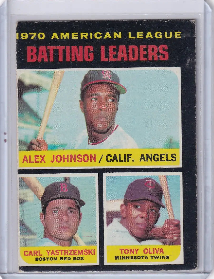 1971 Topps Baseball #61 AL 1970 Batting Leaders - Johnson / Yastrzemski / Oliva