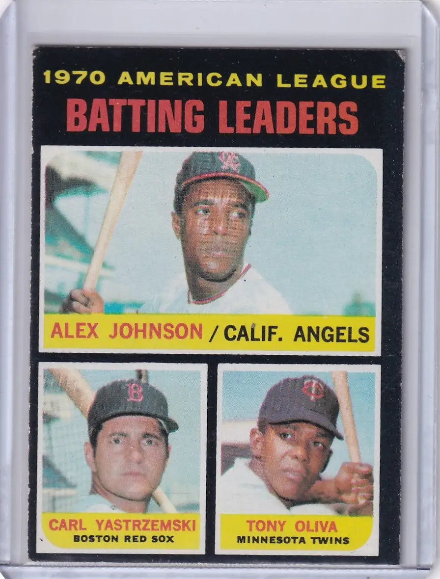 1971 Topps Baseball #61 AL 1970 Batting Leaders - Johnson / Yastrzemski / Oliva