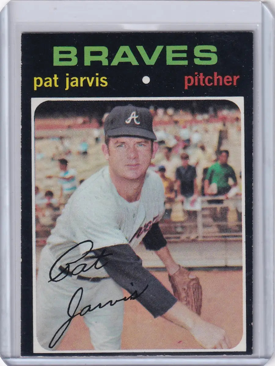 1971 Topps Baseball Card of Pat Jarvis, Pitcher for Atlanta Braves in White Uniform