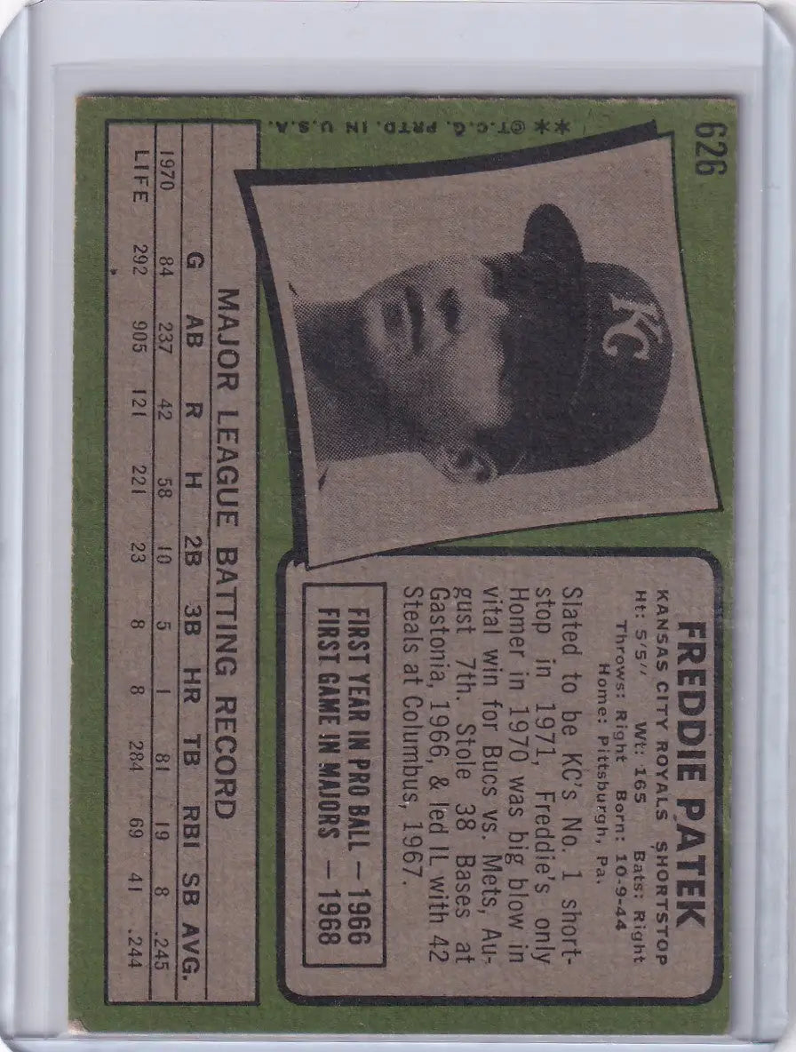 1971 Topps Baseball #626 Freddie Patek - Kansas City Royals