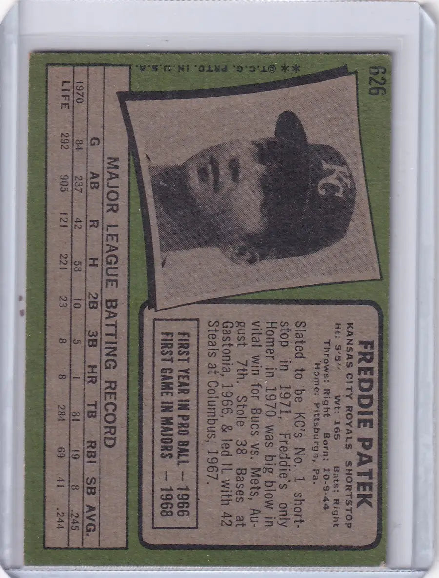 1971 Topps Baseball #626 Freddie Patek - Kansas City Royals