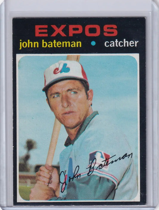 Vintage 1971 Topps Baseball card of John Bateman in Montreal Expos uniform