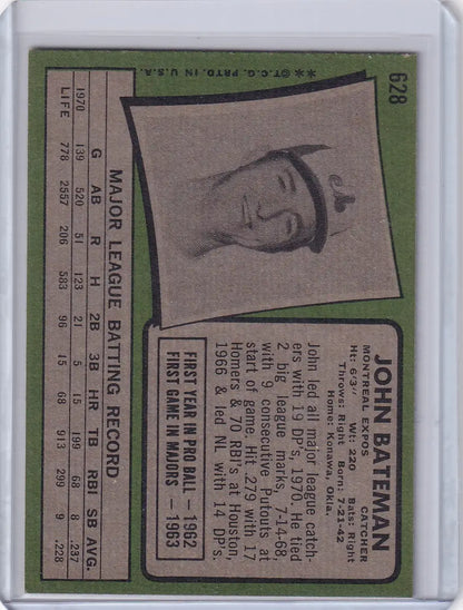 Vintage 1971 Topps Baseball card of John Bateman featuring Montreal Expos portrait