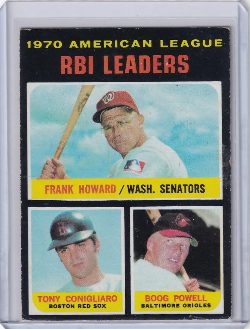 1971 Topps Baseball #63 AL 1970 RBI Leaders - Howard / Conigliaro / Powell