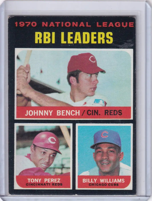 1971 Topps Baseball #64 NL 1970 RBI Leaders - Bench / Perez / Williams - Baseball Card Single