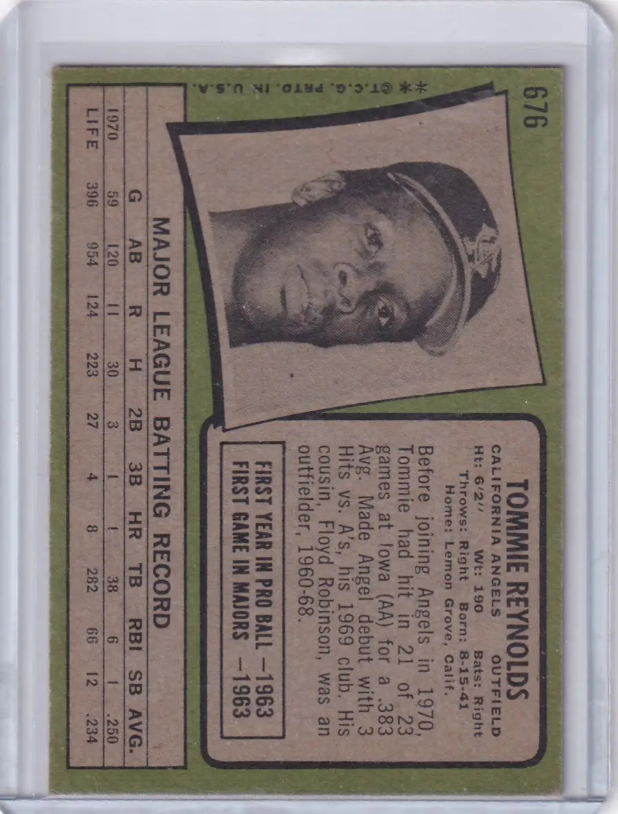 1971 Topps Baseball #676 Tommie Reynolds - California Angels