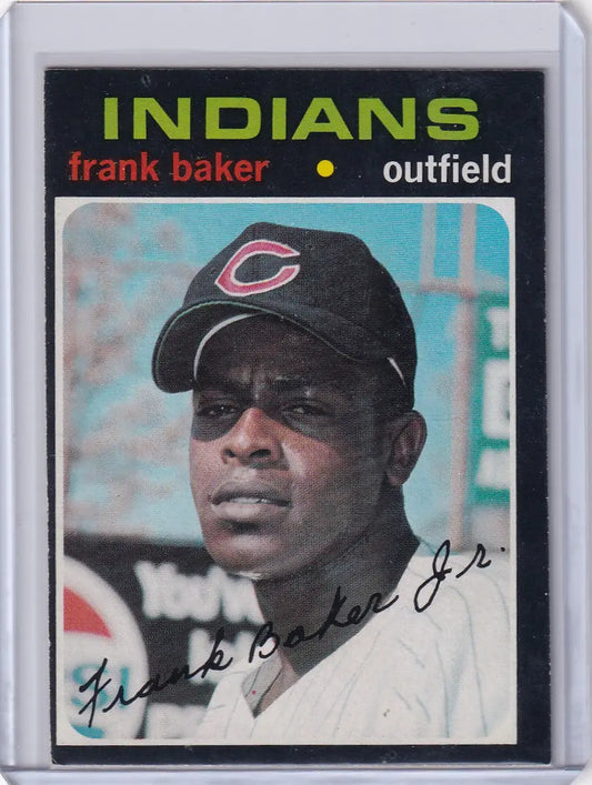 1971 Topps Baseball card of Frank Baker, Cleveland Indians outfielder