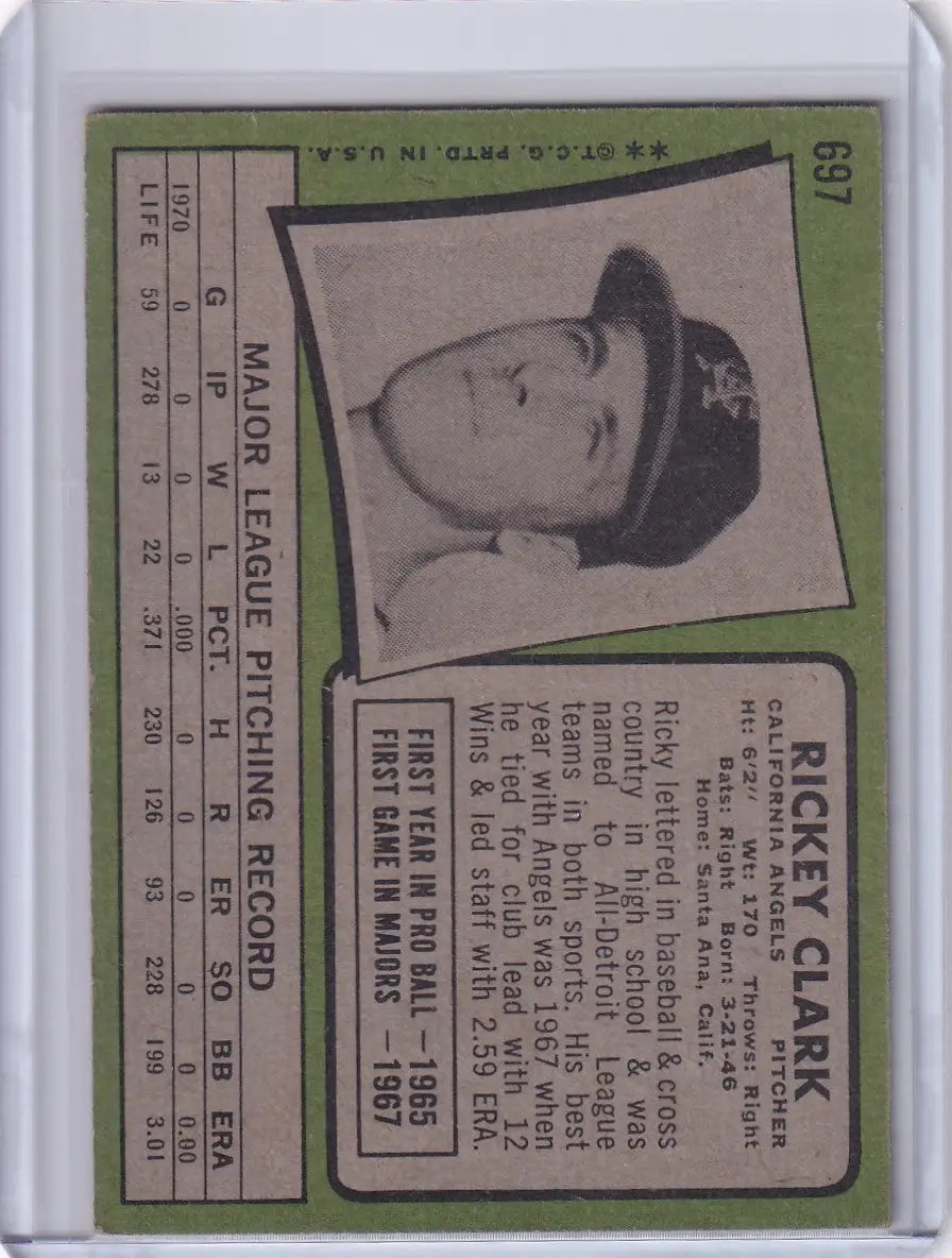 1971 Topps Baseball #697 Rickey Clark - California Angels SP