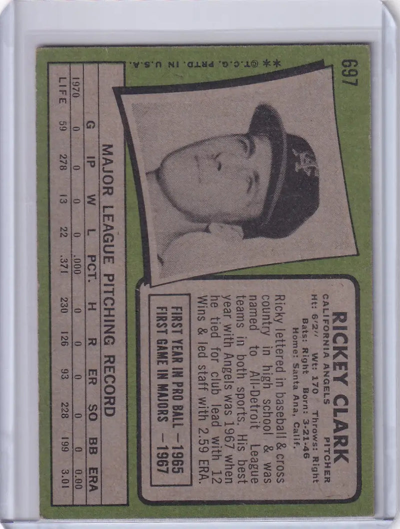 1971 Topps Baseball #697 Rickey Clark - California Angels SP