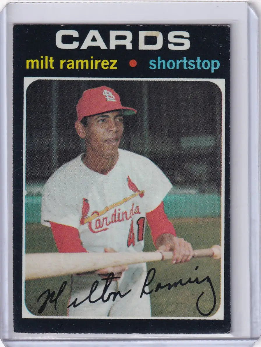 Vintage Topps Baseball card of Milt Ramirez from the St. Louis Cardinals 1971 series