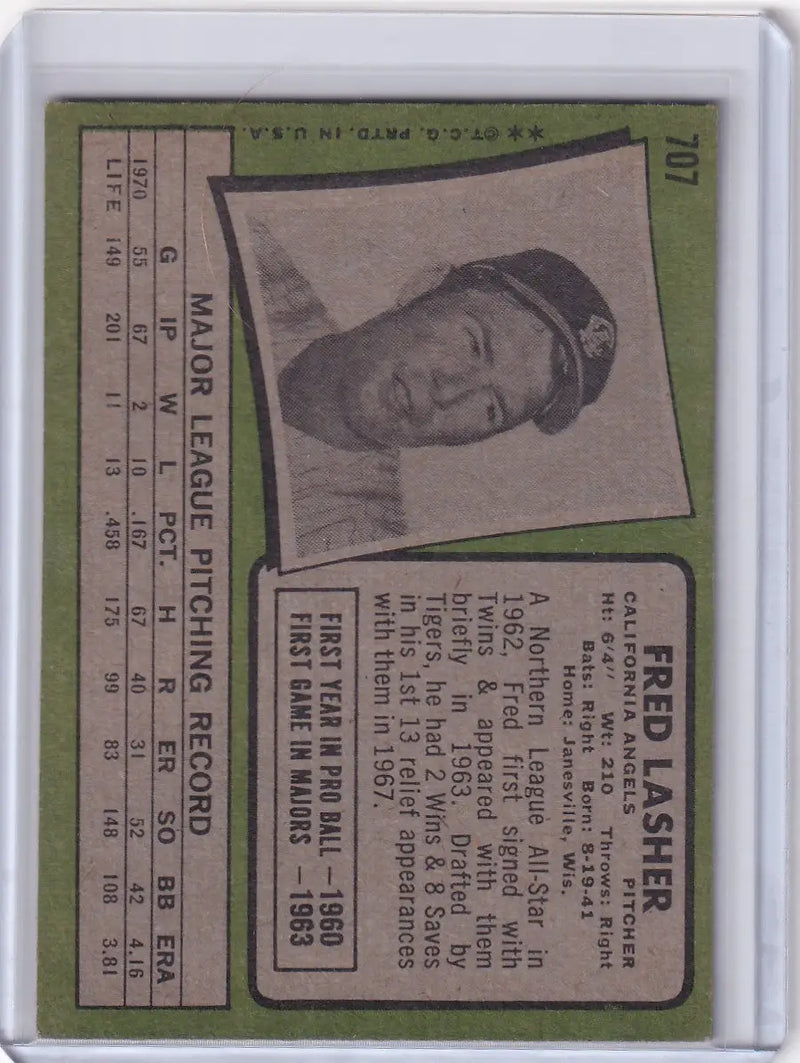 1971 Topps Baseball #707 Fred Lasher - California Angels