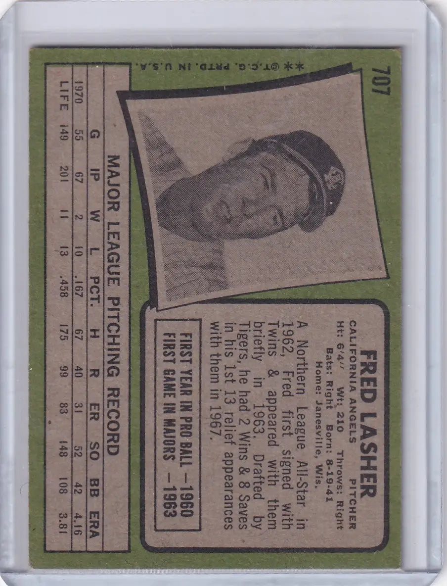 1971 Topps Baseball #707 Fred Lasher - California Angels