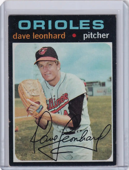 1971 Topps Baseball Dave Leonhard Baltimore Orioles pitcher card for collectors