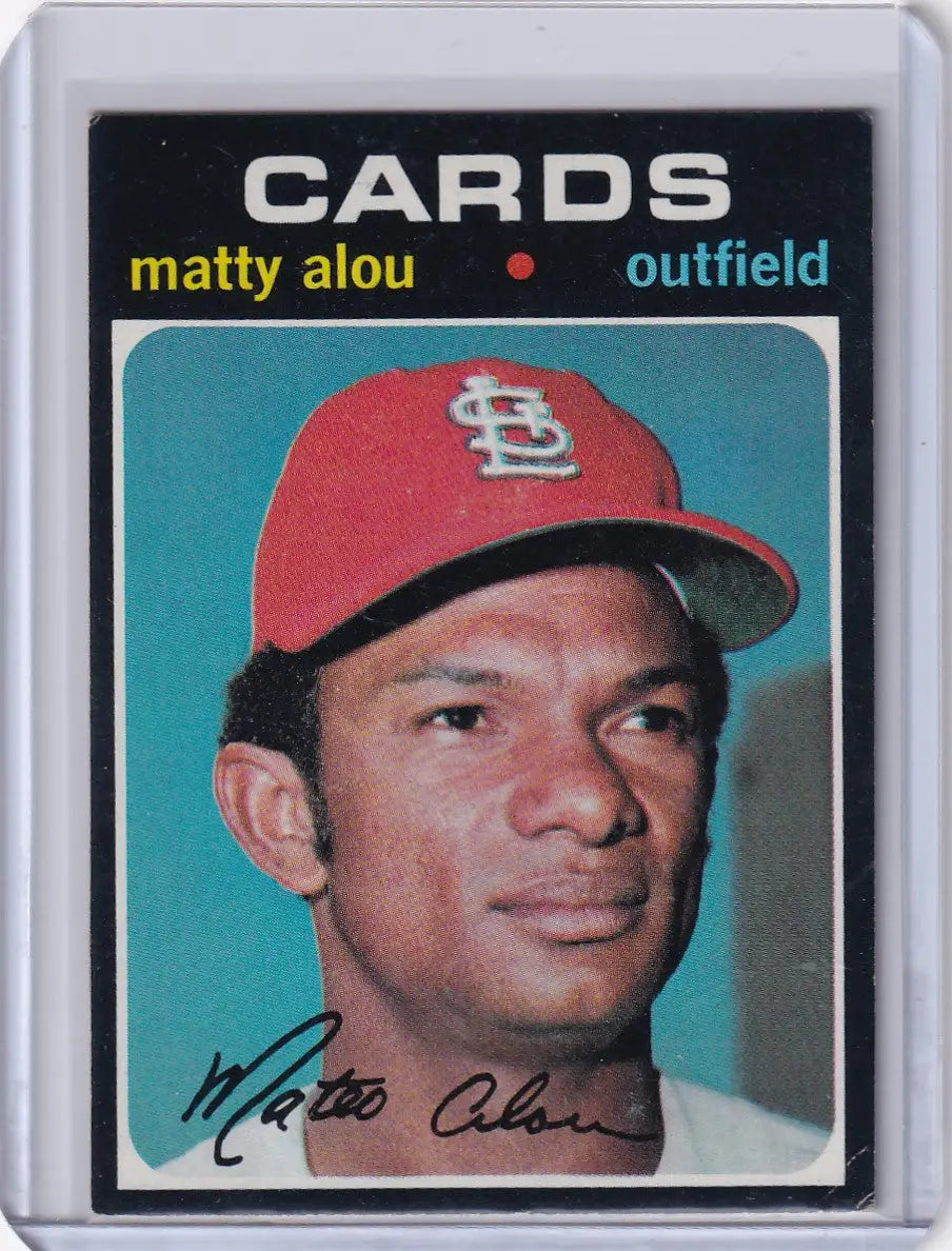 1971 Topps Baseball card of Matty Alou from the St. Louis Cardinals team