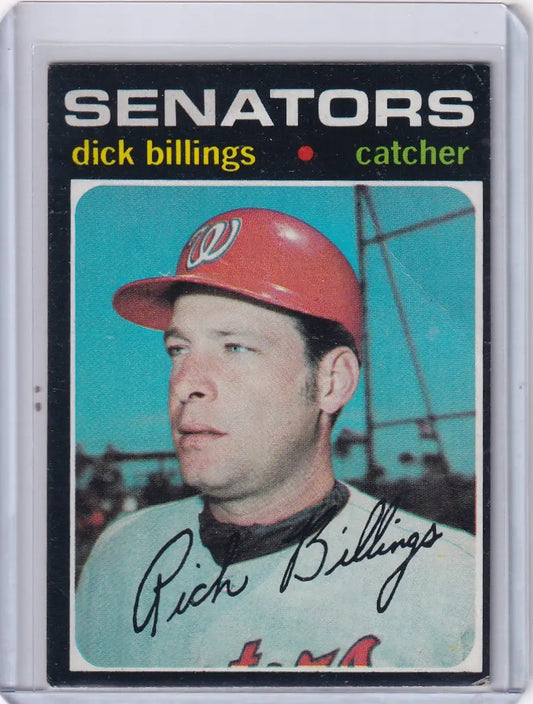 Vintage 1971 Topps Baseball card of Dick Billings, catcher for Washington Senators
