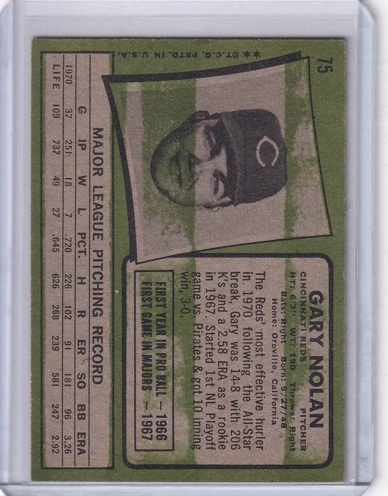 1971 Topps Baseball #75 Gary Nolan - Cincinnati Reds