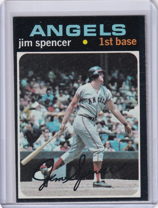 Topps Baseball card of Jim Spencer, California Angels player at bat