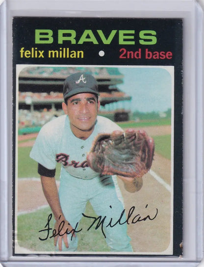 Vintage Topps Baseball card of Felix Millan, Atlanta Braves player from 1971