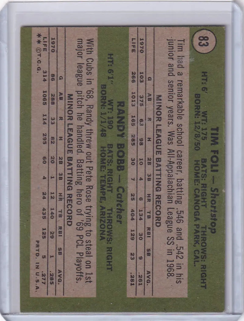1971 Topps Baseball #83 Mets Rookies - Tim Foli / Randy Bobb RC