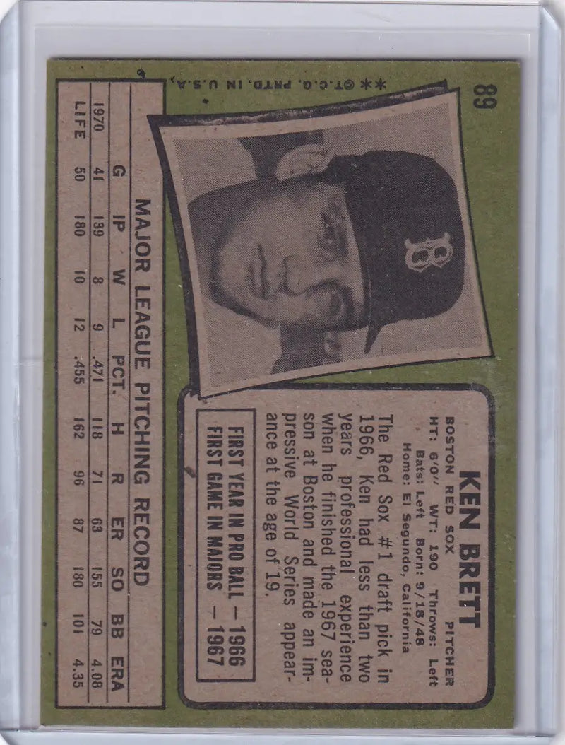 1971 Topps Baseball #89 Ken Brett - Boston Red Sox