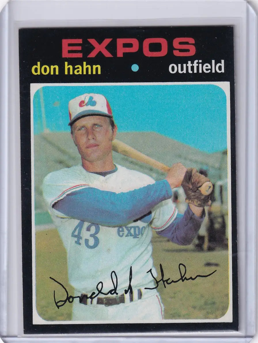 Topps Baseball card of Don Hahn in batting stance for Montreal Expos