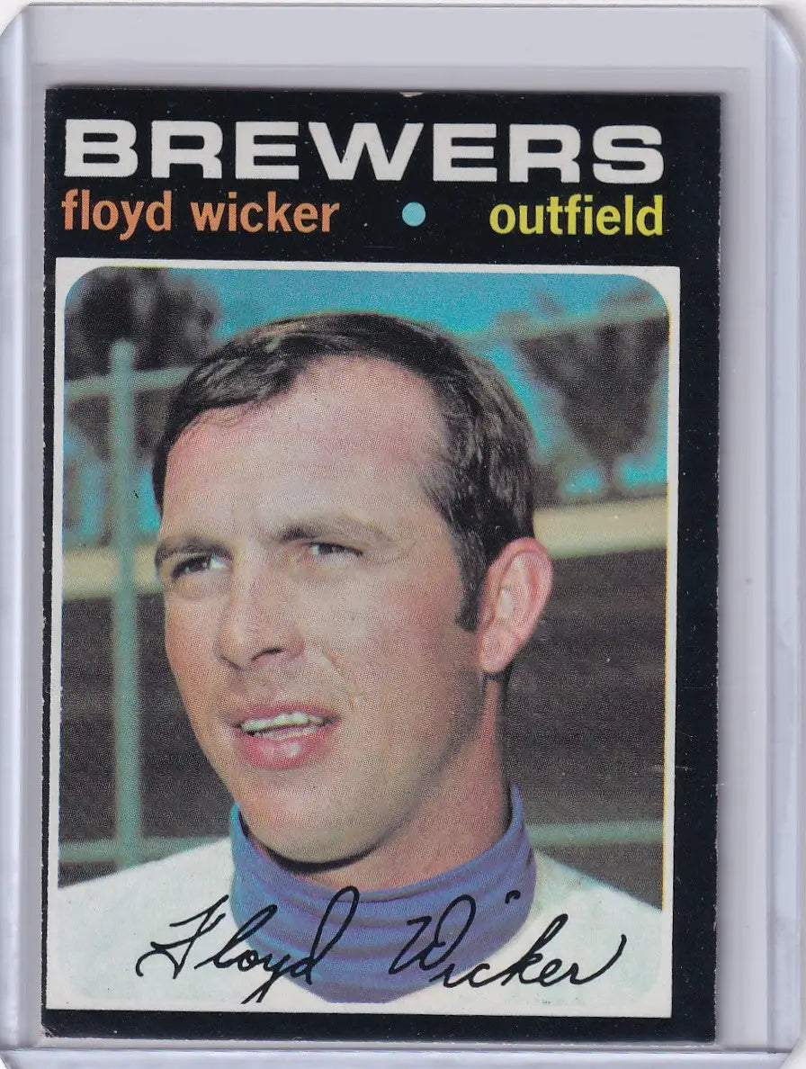 Vintage 1971 Topps Baseball card of Floyd Wicker, Milwaukee Brewers outfielder