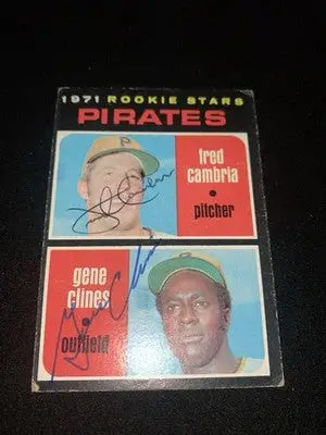 Signed 1971 TOPPS BASEBALL card featuring Fred Cambria and Gene Clines autographs