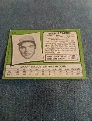 1971 Topps - Bernie Carbo #478. Reds. EX - Baseball Card Single