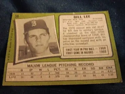 1971 Topps - Bill Lee #58. Boston Red Sox. VG+ - Baseball Card Single