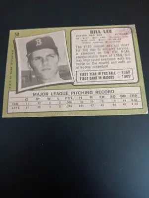 1971 Topps - Bill Lee #58. Boston Red Sox. VG - VG+ - Baseball Card Single