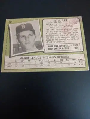 1971 Topps - Bill Lee #58. Boston Red Sox. VG - VG+ - Baseball Card Single