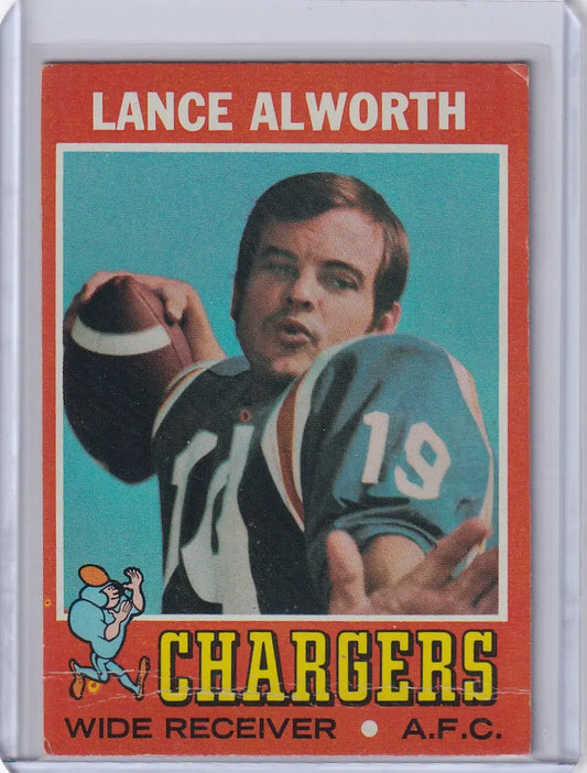 Vintage Topps Football trading card of Lance Alworth, San Diego Chargers wide receiver