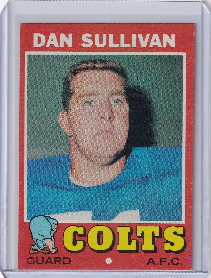 Vintage Topps Football trading card of Dan Sullivan, Baltimore Colts rookie player