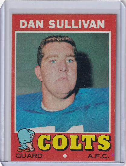 Vintage Topps Football trading card of Dan Sullivan, Baltimore Colts rookie player